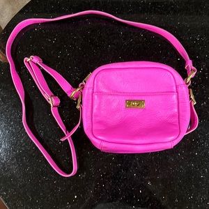 JCREW HOT PINK AND BRASS MINI CROSSBODY-100% LEATHER